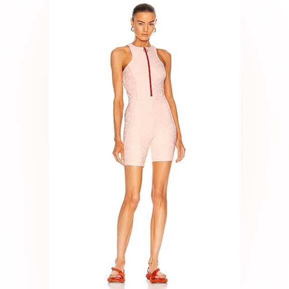 NEW Twenty Montreal Flamingo 3D Activewear Zip-Up Biker Jumpsuit Women's Size S - Picture 2 of 5